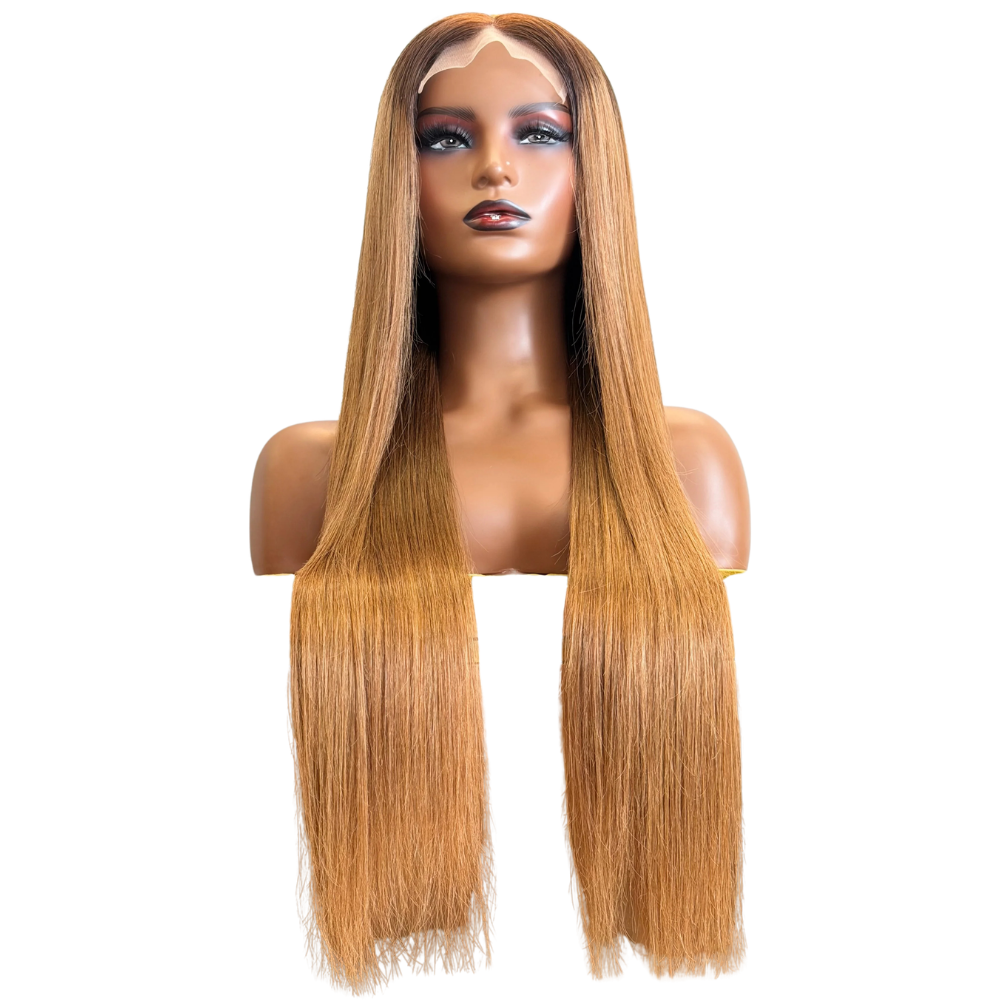 Premium Ombre Brown Lob Wig – Straight Human Hair(16 - 22 Inches)