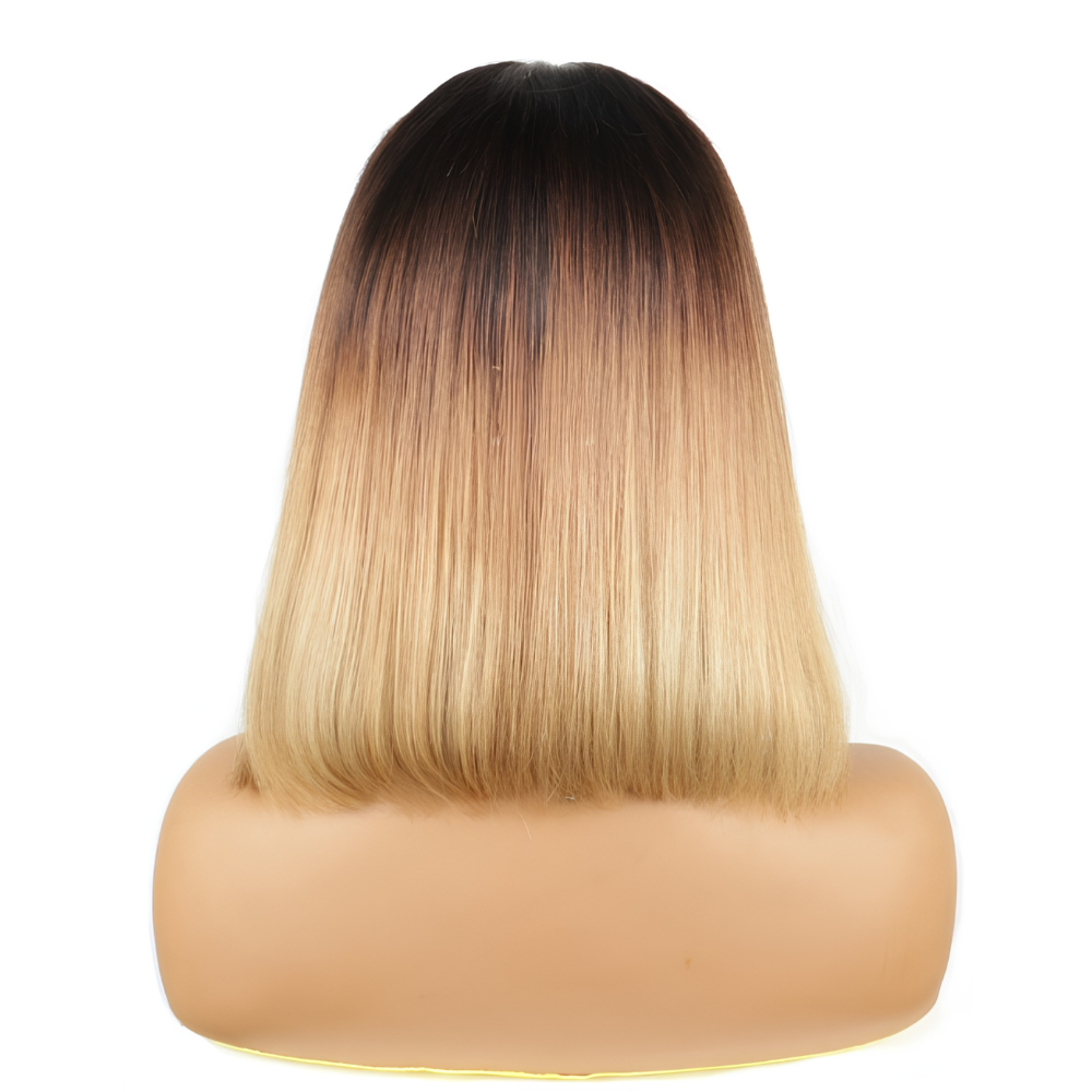 Platinum Ombre Brown Bob Wig – Straight Human Hair(08 - 14 Inches)