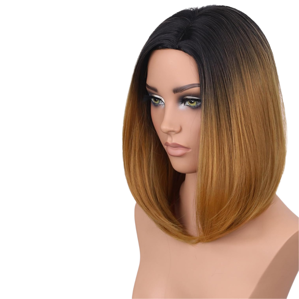 Platinum Ombre Brown Bob Wig – Straight Human Hair(08 - 14 Inches)