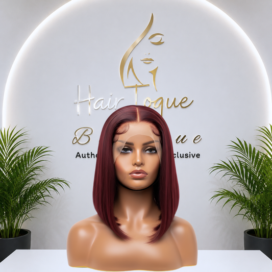 Platinum Burgundy Bob Wig – Straight Human Hair(08 - 14 Inches)