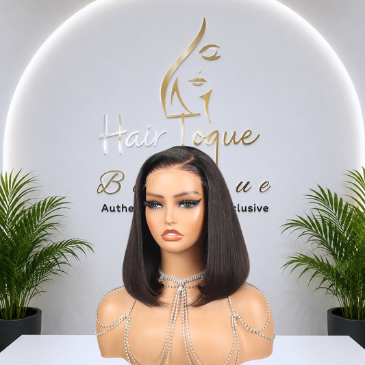 Platinum Natural Black Bob Wig – Straight Human Hair(08 - 14 Inches)