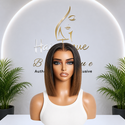 Platinum Ombre Brown Bob Wig – Straight Human Hair(08 - 14 Inches)