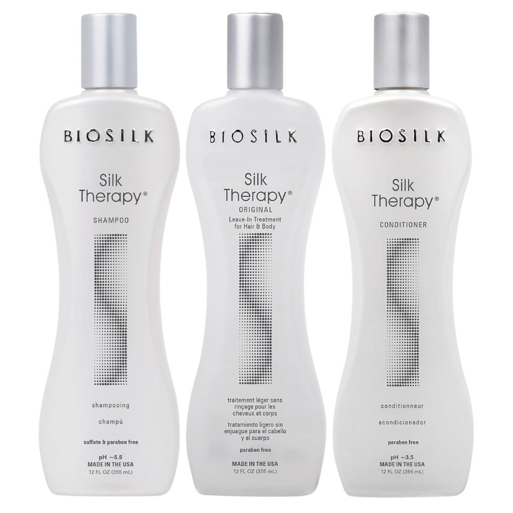 BioSilk Silk Therapy Hair Care Set – Shampoo, Conditioner & Original Silk Therapy Treatment