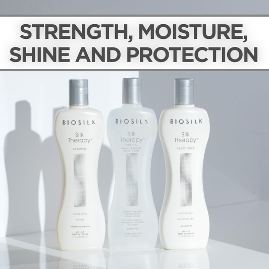 BioSilk Silk Therapy Hair Care Set – Shampoo, Conditioner & Original Silk Therapy Treatment