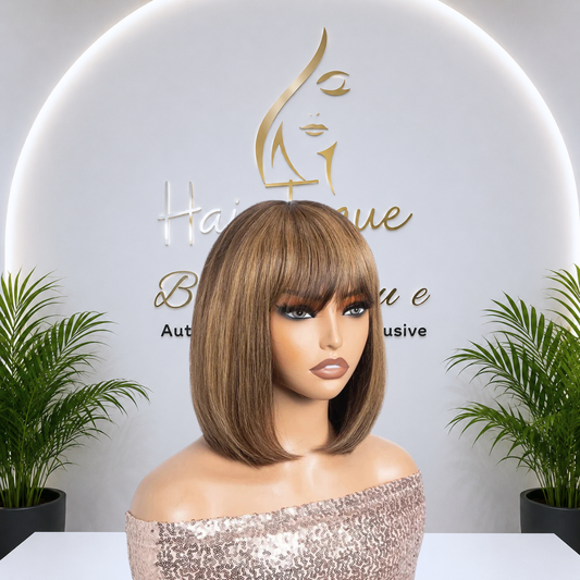 Blonde Brown Piano Fringe Bob Wig (08 - 12 Inches)