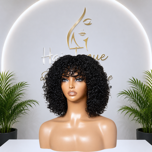 Natural SD Jerry Curl Wig with Fringe (10 - 14 Inches)
