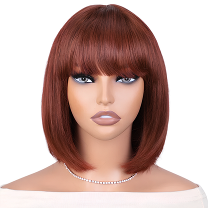 Reddish Brown Fringe Bob Wig (08 - 12 Inches)