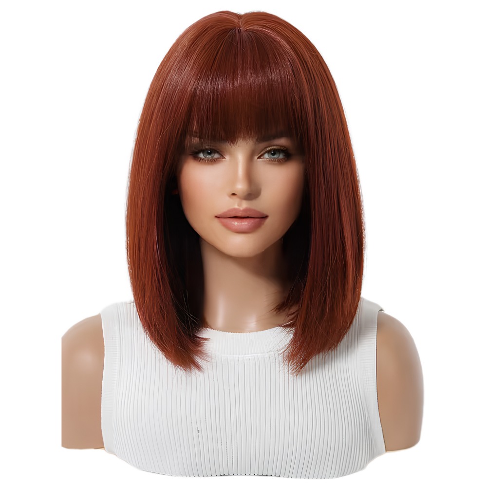 Reddish Brown Fringe Bob Wig (08 - 12 Inches)