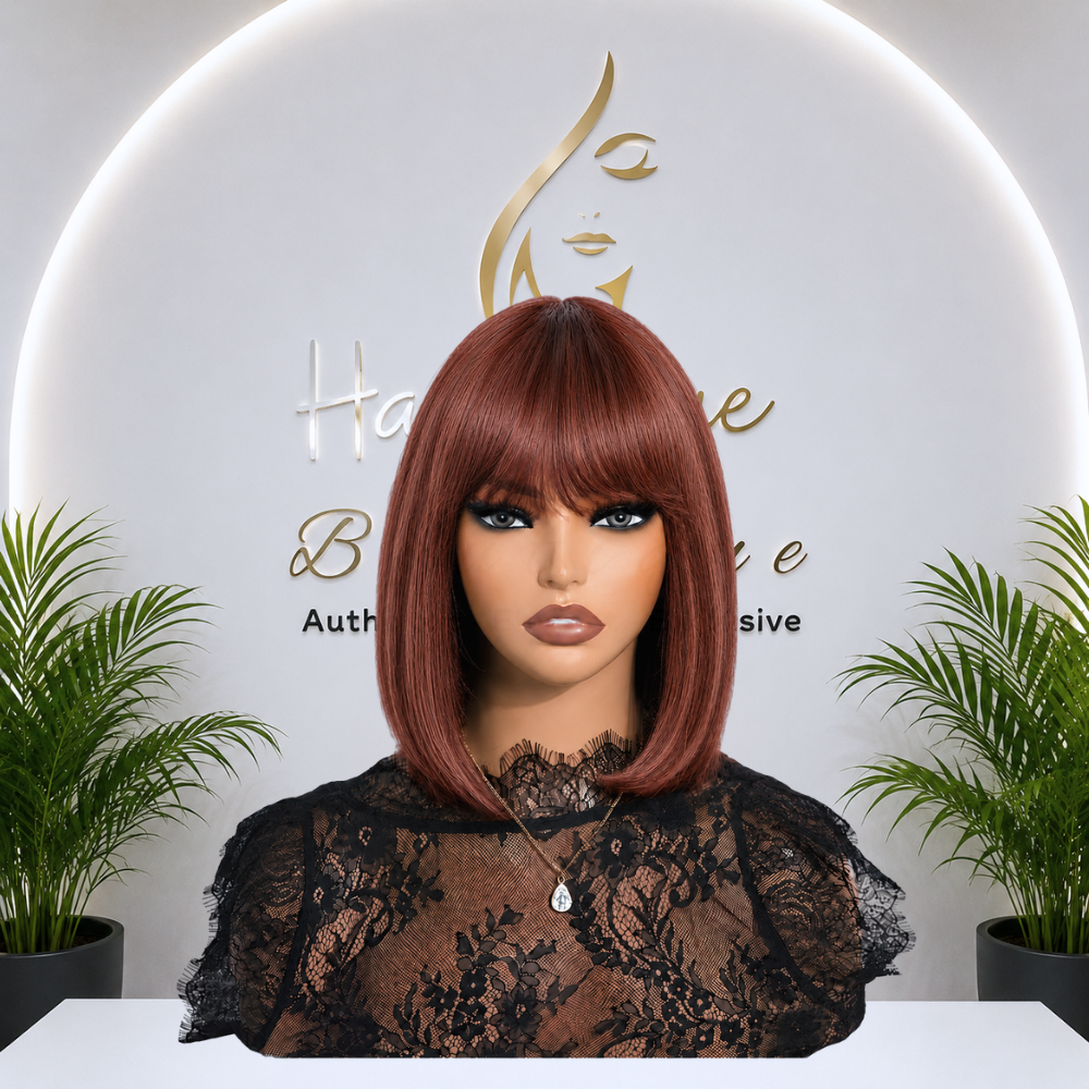 Reddish Brown Fringe Bob Wig (08 - 12 Inches)