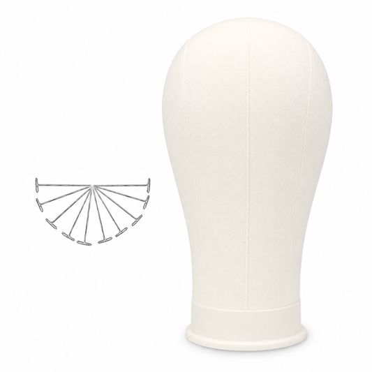 Premium Canvas Wig Display Mannequin Head with T-Pins (White, Pink & Black)